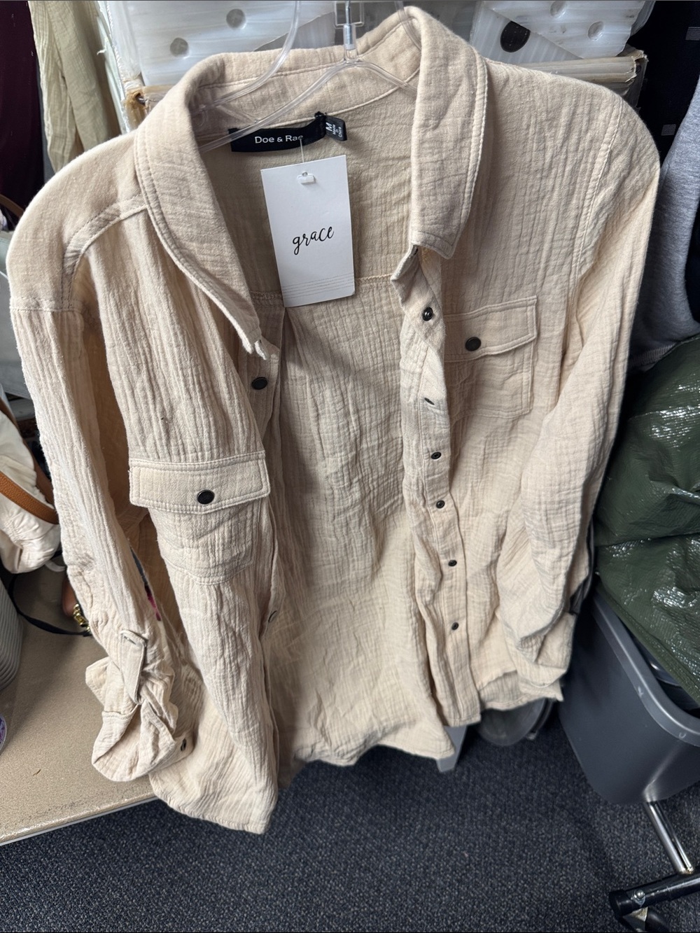 Doe & Rae cotton gauze button down M // 100325